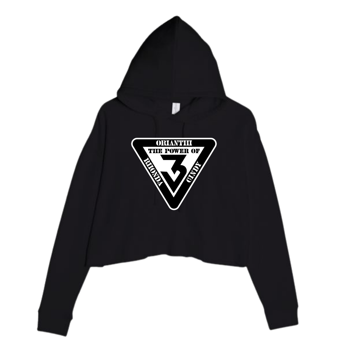 The Power of 3 Logo - Crop Hoodie (Black)